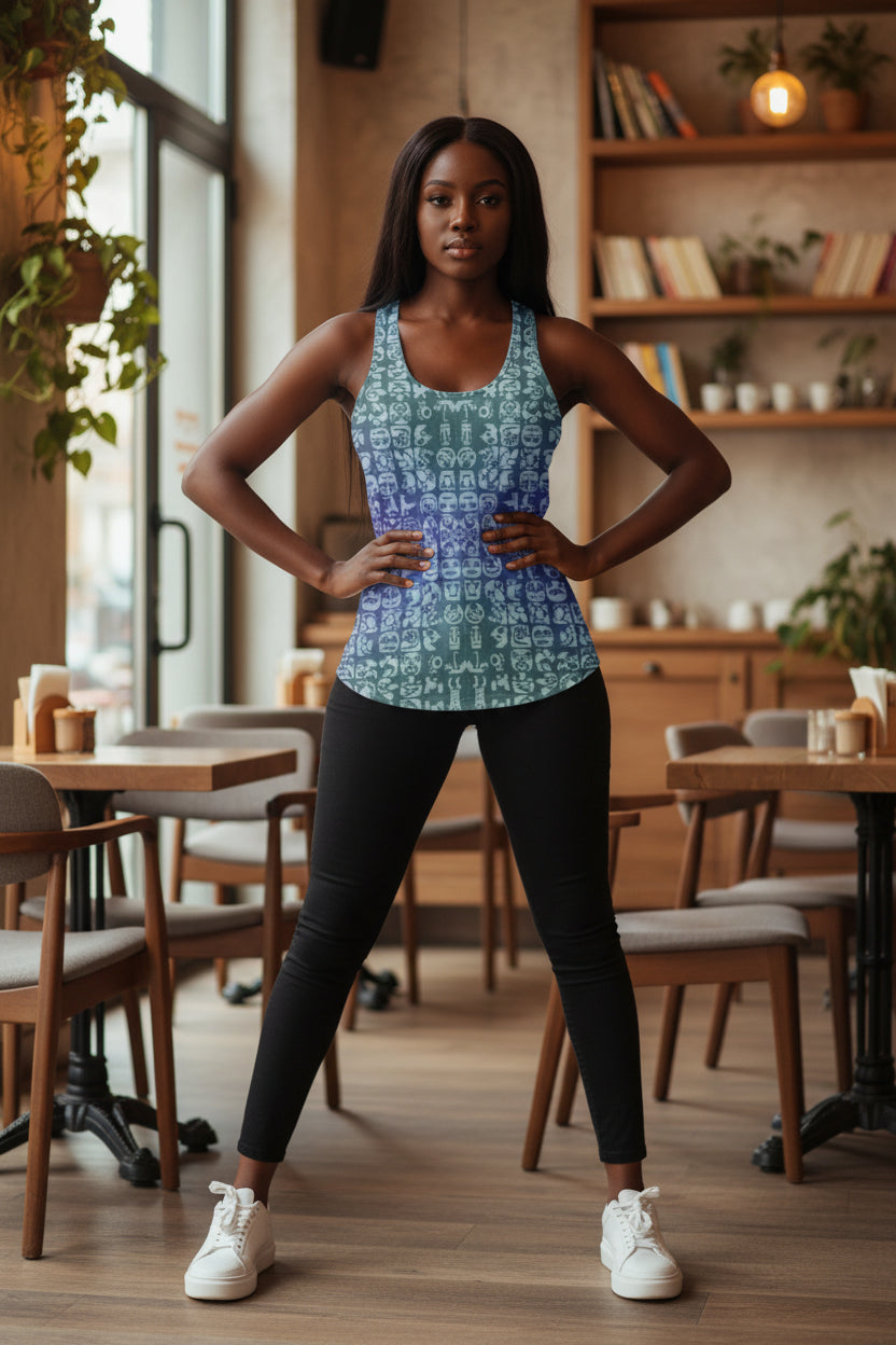 Faces Blueberry All-Over Print Women's Racer Vest | 190GSM Cotton