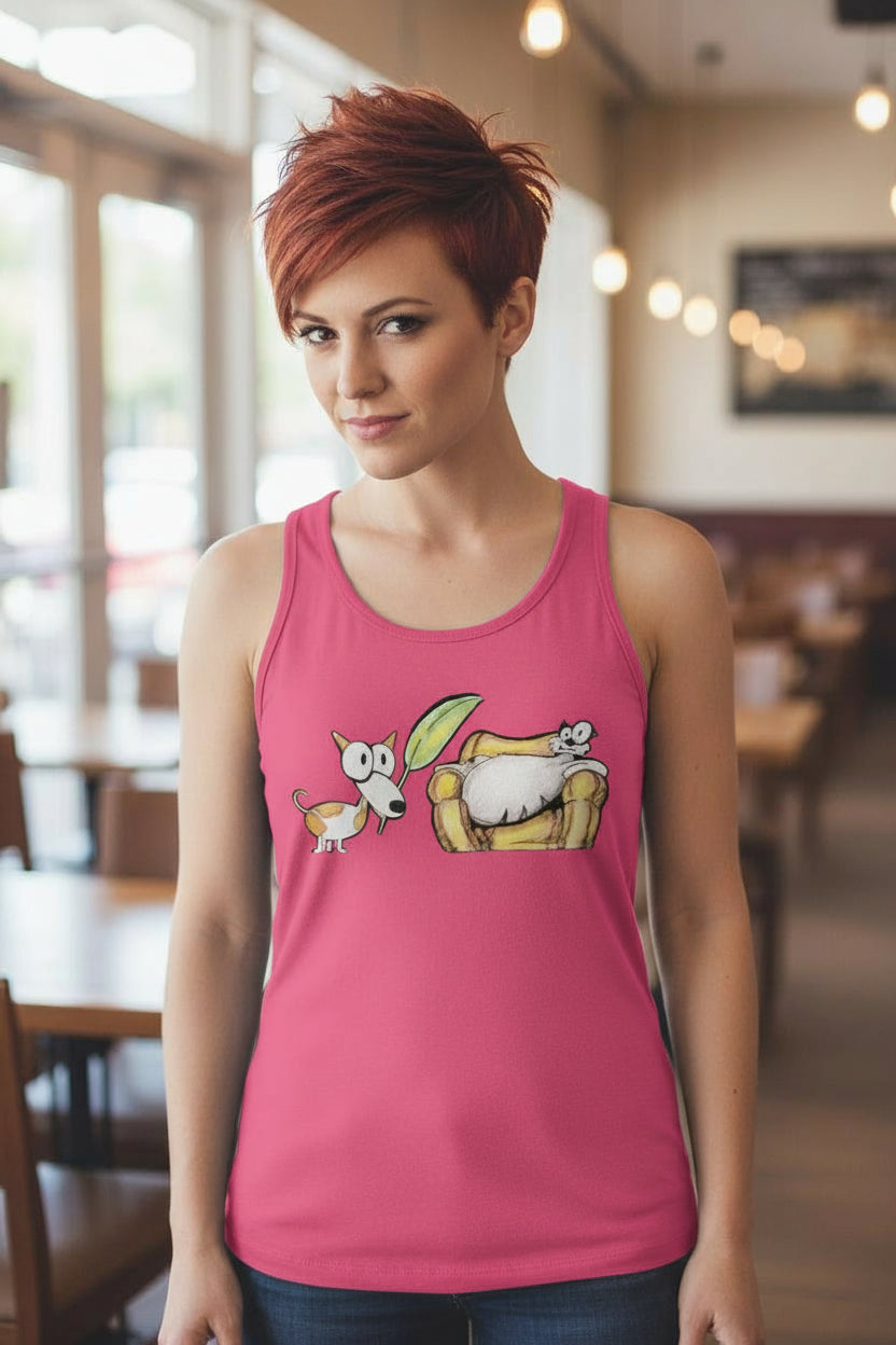 Pop's Critters Berta and Pete Women's Comfortable and Breathable Sports Tank Top For The USA|180GSM Front DTF