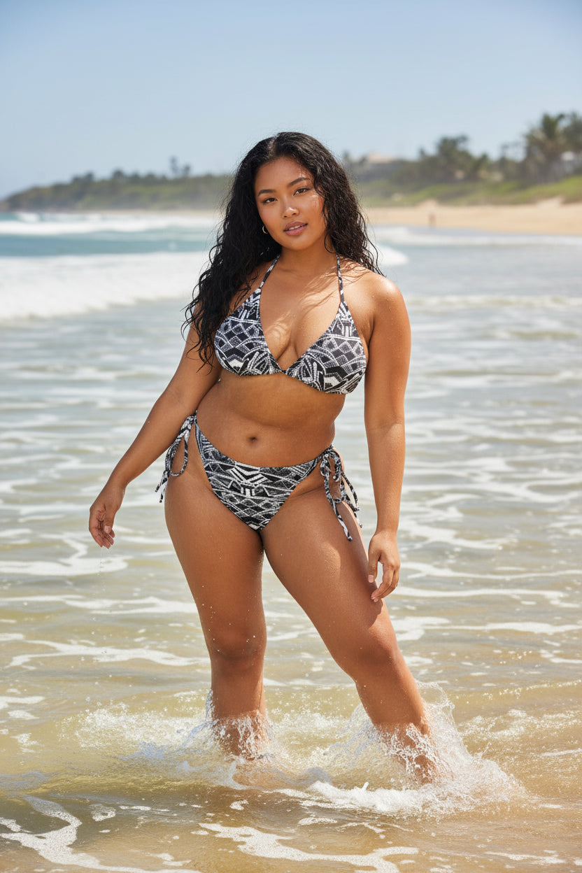 Inverted Sketch All-over print recycled string bikini