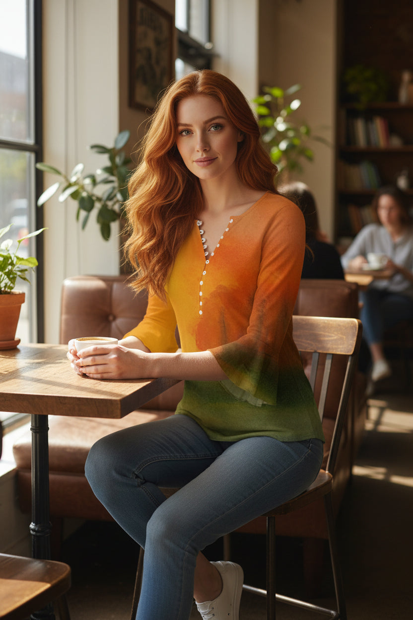 Autumn's Heart All-Over Print Women's T-shirt With 3/4 Sleeve