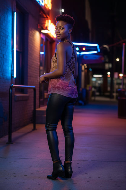 Signs of Life Sunset All-Over Print Women's Criss-Cross Open Back Tank Top