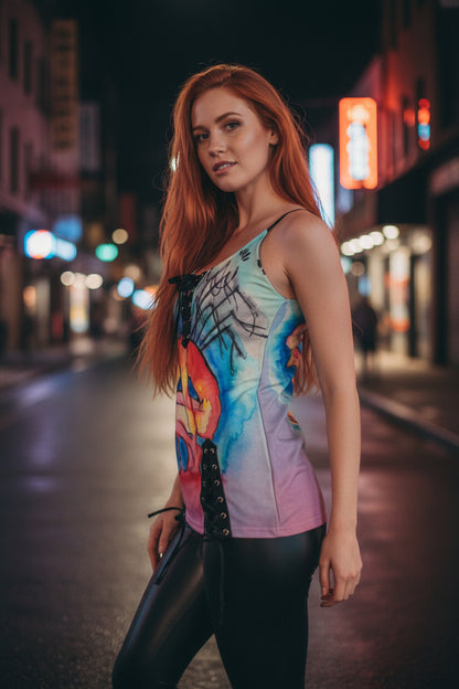 Pins and Needles All-Over Print Women's V-neck Eyelet Lace-up Cami Dress