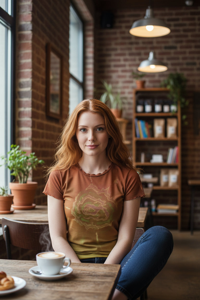 Sun burst All-Over Print Women's Short Sleeve Mesh Blouse