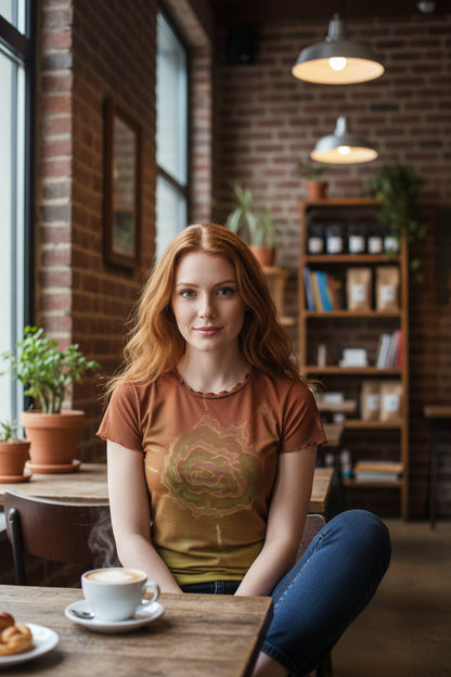 Sun burst All-Over Print Women's Short Sleeve Mesh Blouse