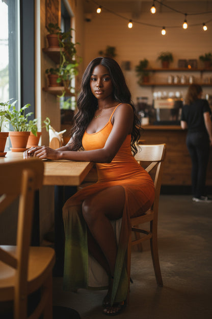 Autumn's Heart All-Over Print Women's Long Dress with Slit