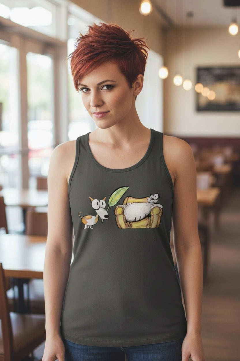 Pop's Critters Berta and Pete Women's Comfortable and Breathable Sports Tank Top For The USA|180GSM Front DTF