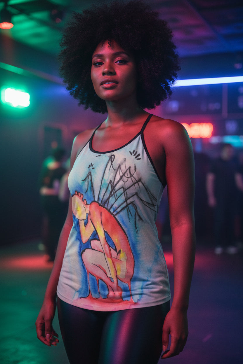 Pins and Needles All-Over Print Women's Criss-Cross Open Back Tank Top