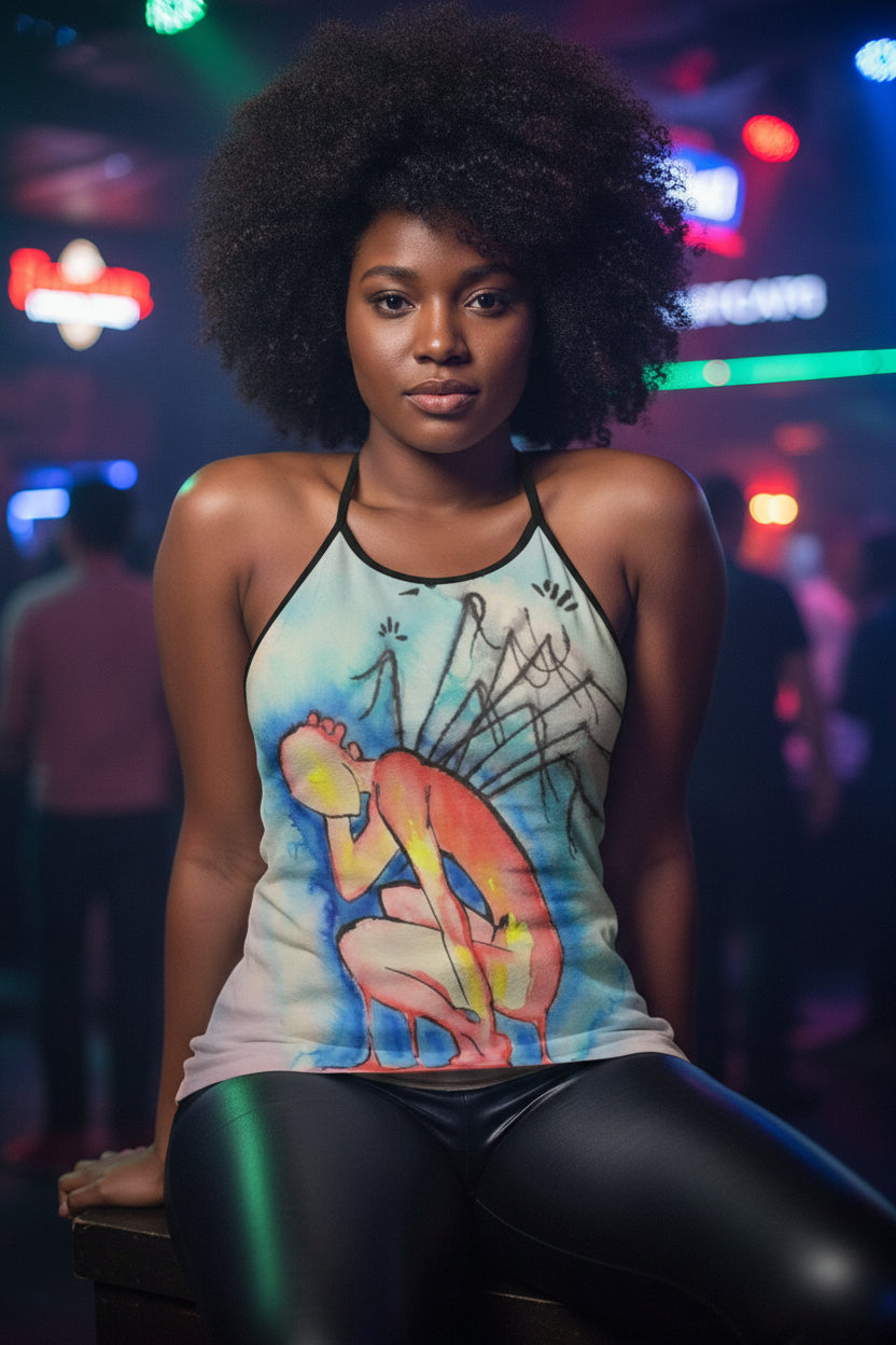 Pins and Needles All-Over Print Women's Criss-Cross Open Back Tank Top