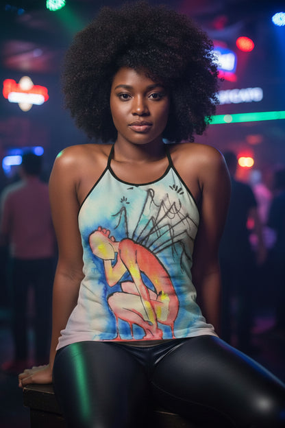 Pins and Needles All-Over Print Women's Criss-Cross Open Back Tank Top