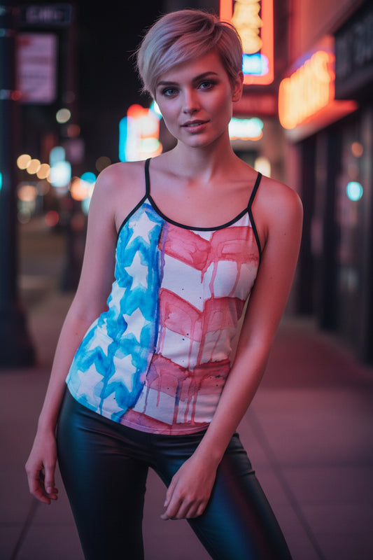 Faded Glory All-Over Print Women's Criss-Cross Open Back Tank Top