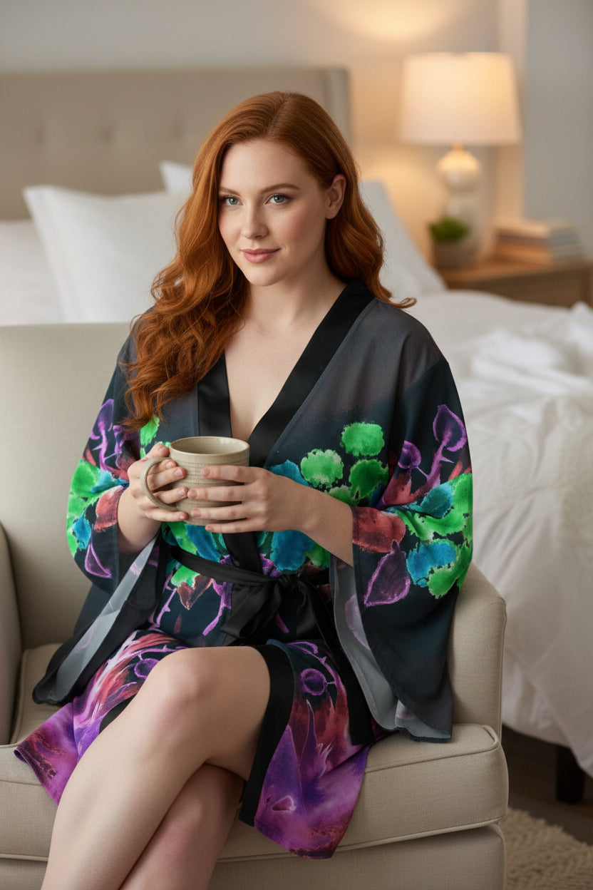 Morning Bloom Inverted Kimono Robe