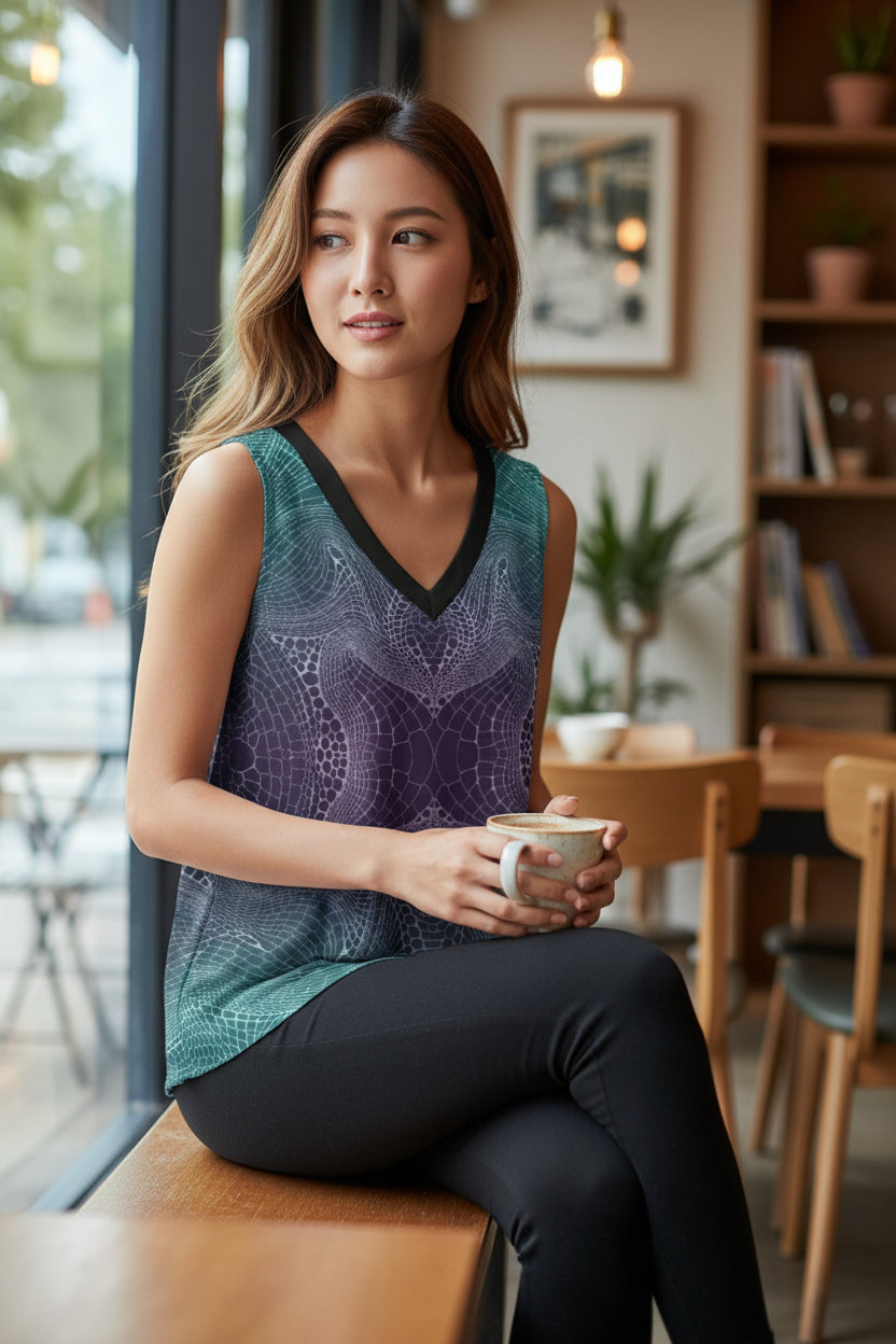 Signs of Life Midnight All-Over Print Women's Sports Vest|180GSM COTTON