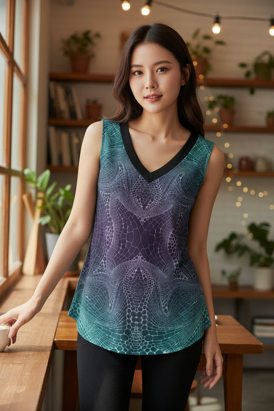 Signs of Life Midnight All-Over Print Women's Sports Vest|180GSM COTTON