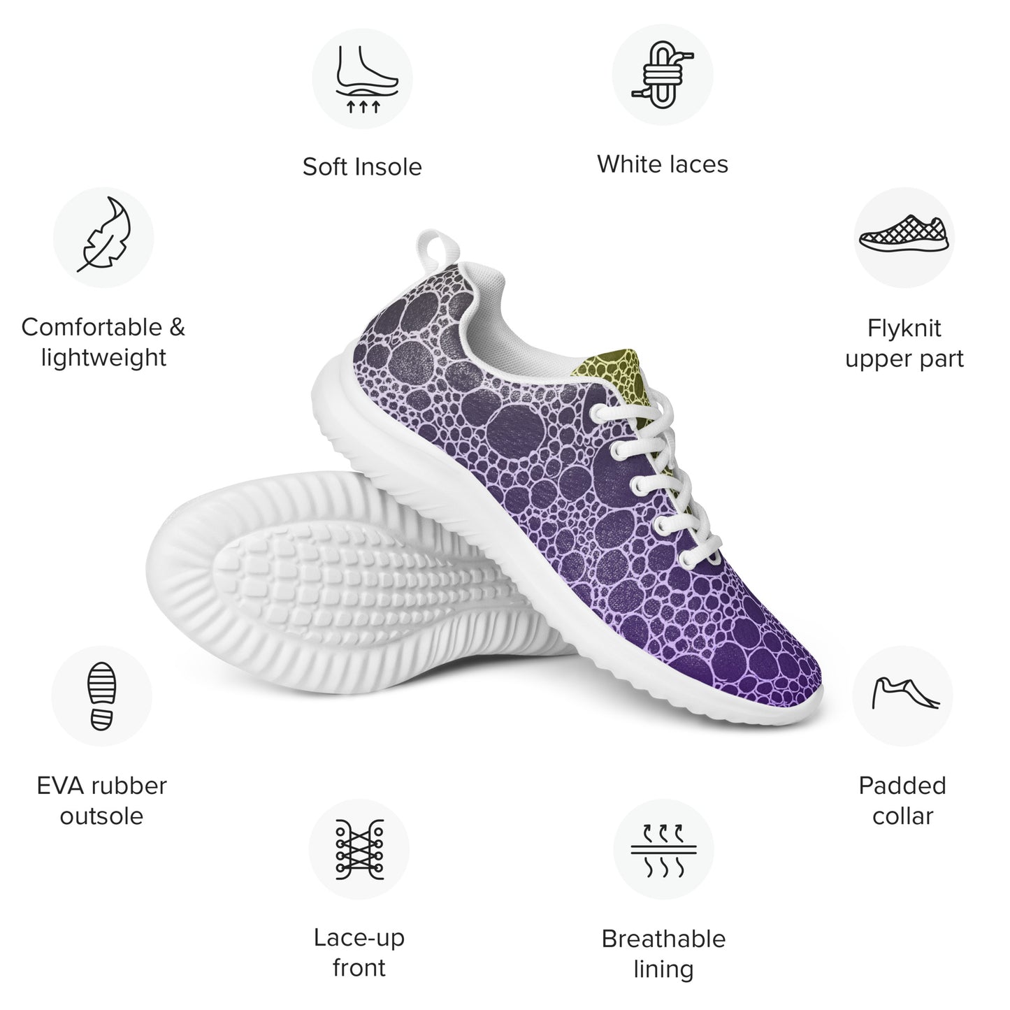 Lost In Circles Purple and Gold Women’s athletic shoes