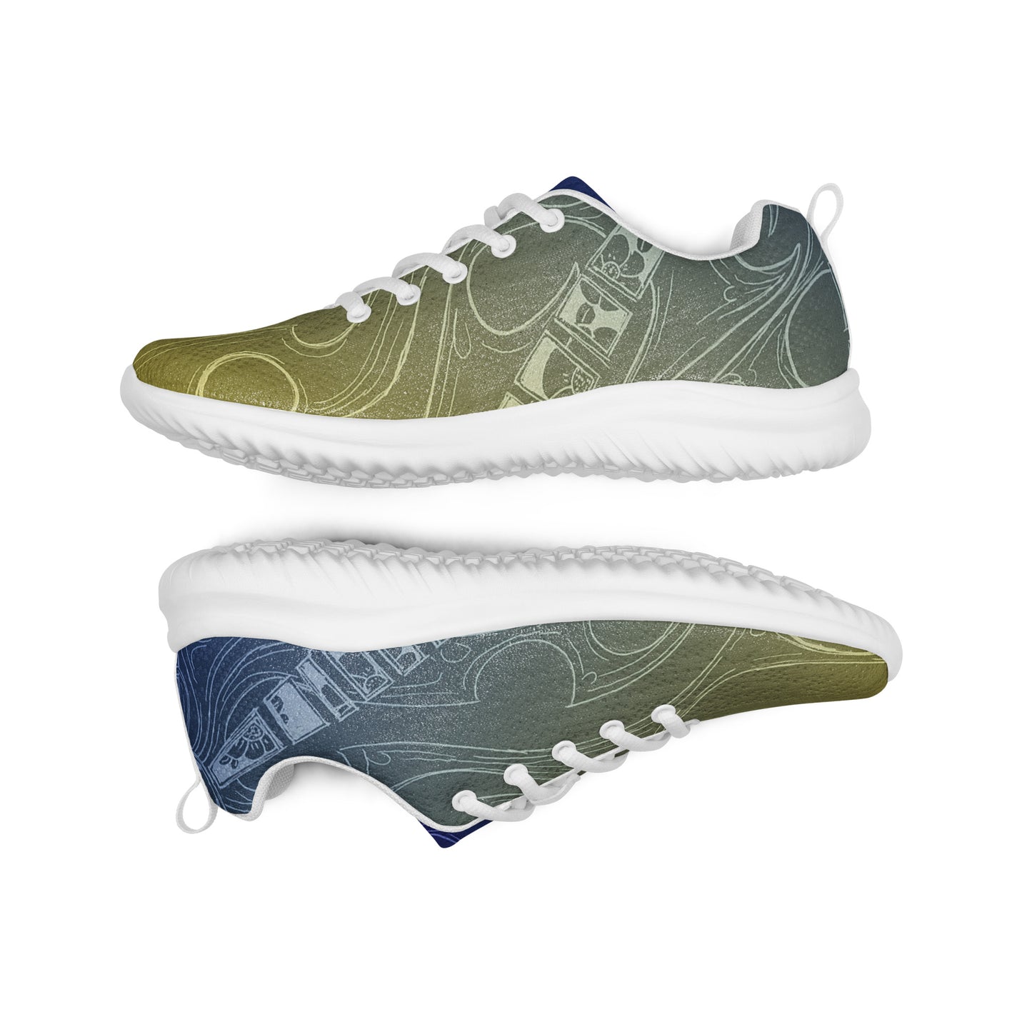 Flowers Blue and Gold Women’s athletic shoes