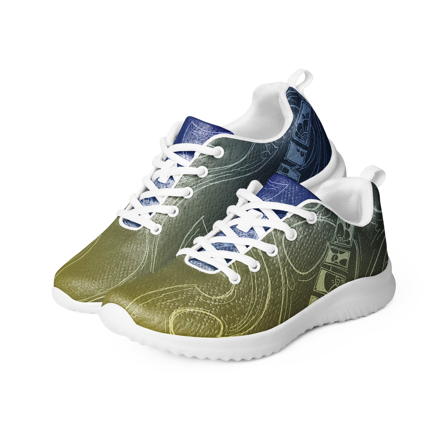 Flowers Blue and Gold Women’s athletic shoes