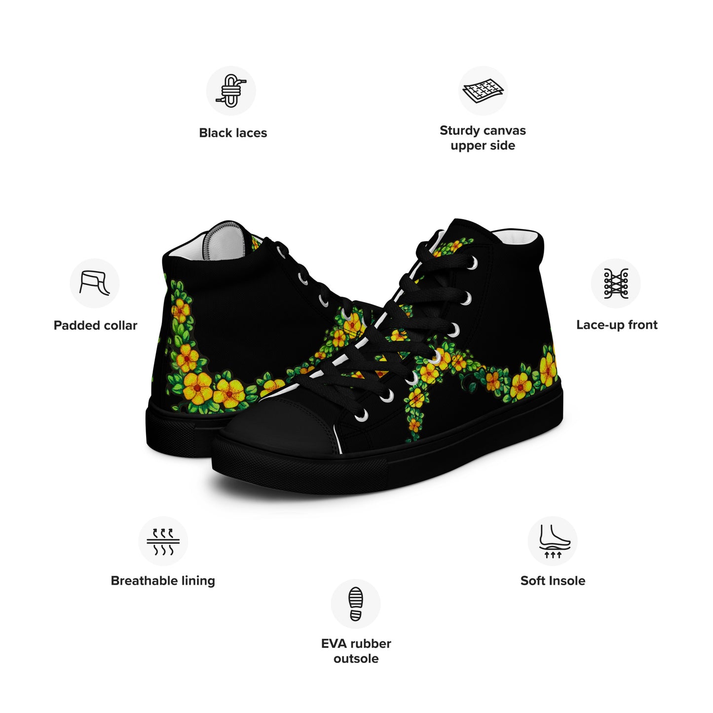 Spring Flowers Women’s high top canvas shoes