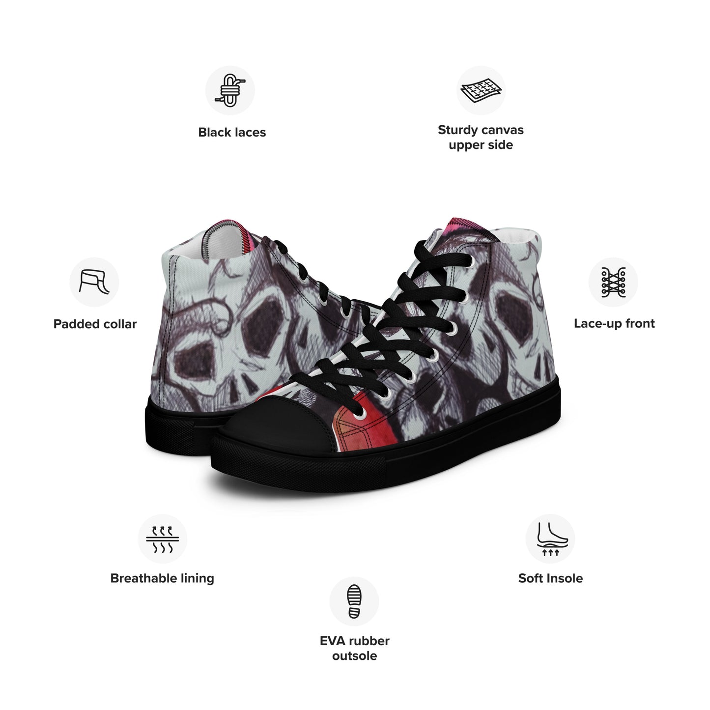 Skulls Women’s high top canvas shoes