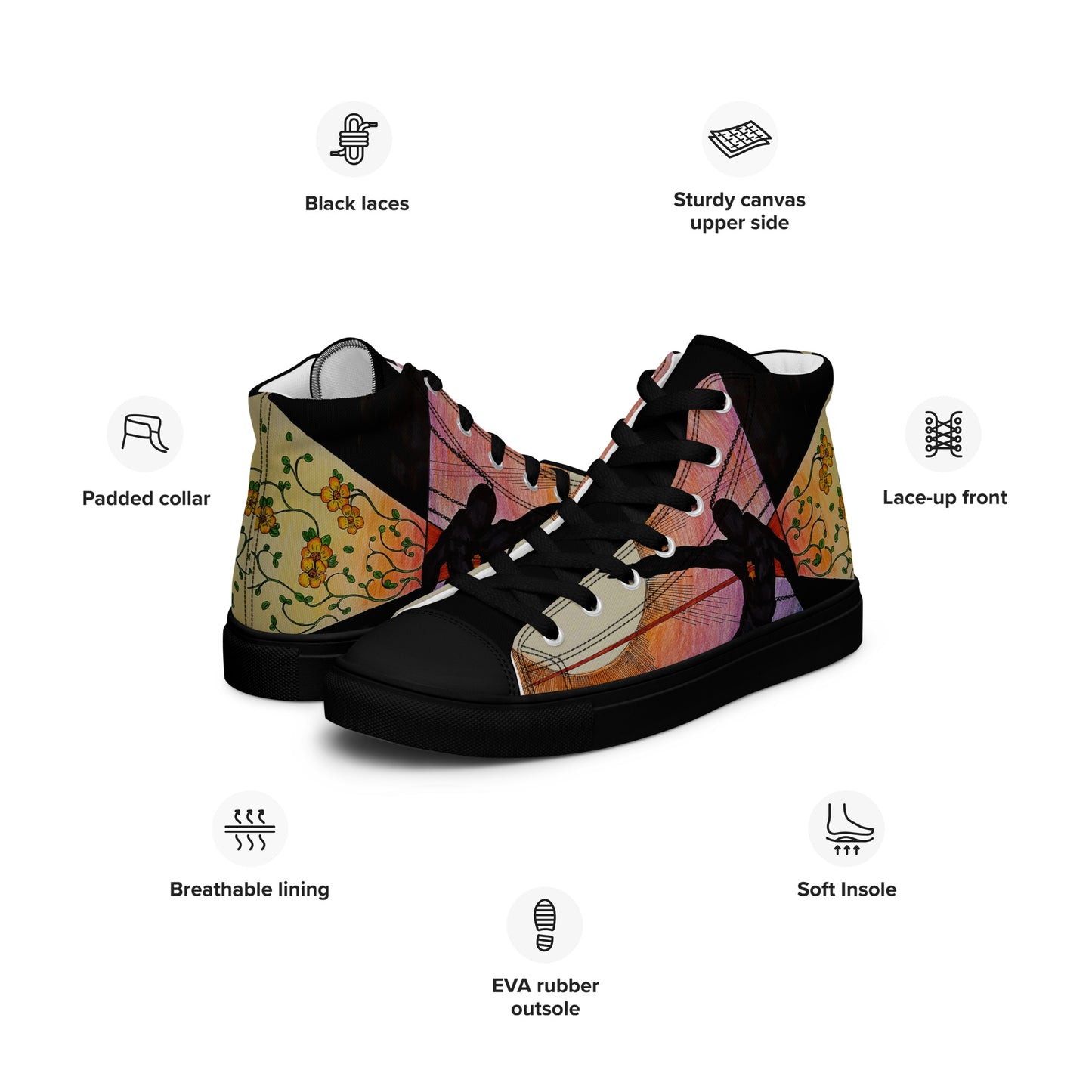 Through the Heart Women’s high top canvas shoes