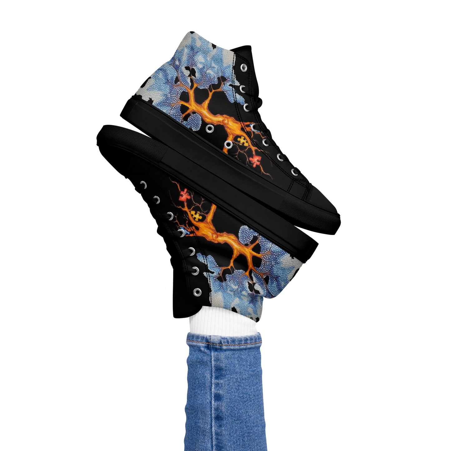 Autism Tree "with black canvas" Women’s high top canvas shoes